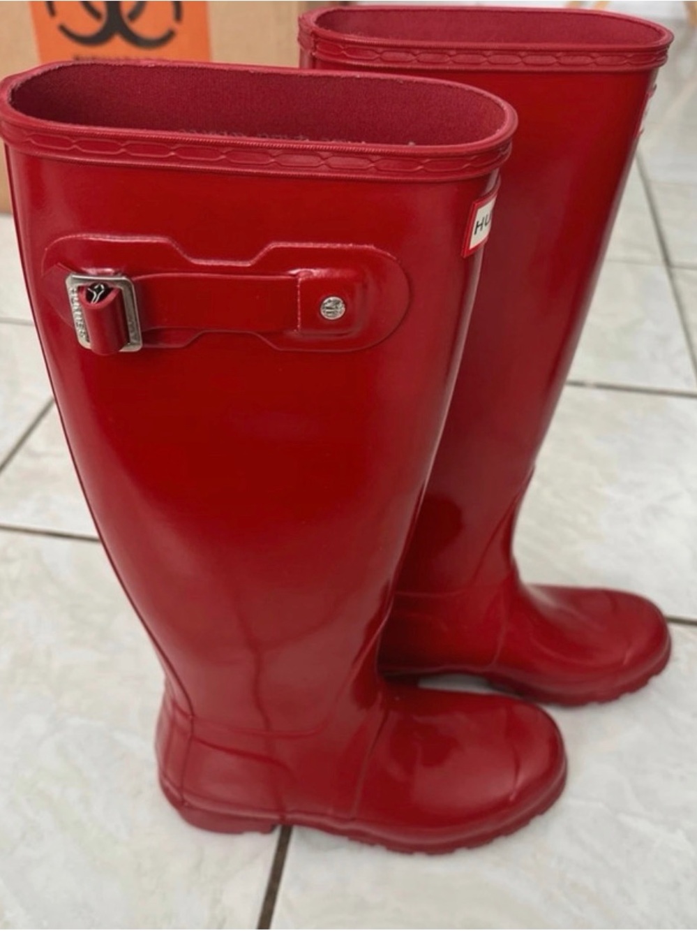 Hunter Women’s Tall Gloss Rain Boots - Red